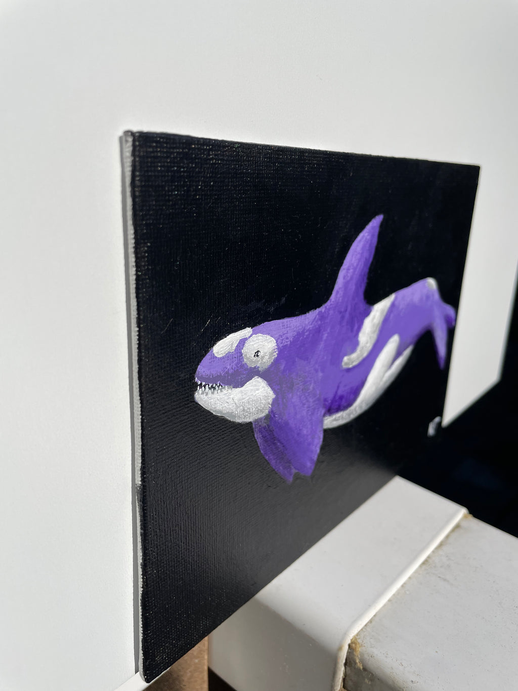 “Void Surfer” Orca Painting by KT Acrylic Paint on Canvas Panel 5x7