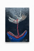 “No Swimming” by KT Acrylic Art on Canvas Panel 5x7