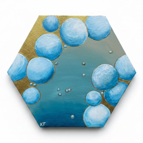 “Celestial Bodies” Hexagonal Acrylic Painting by KT 12x12