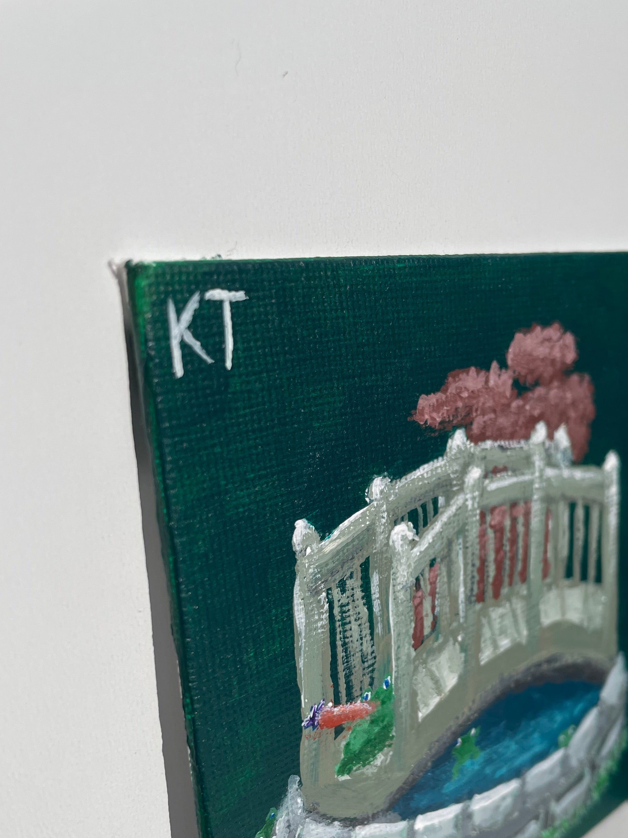 “Frog Pond” by KT Acrylic Paint on Canvas Panel 4x4