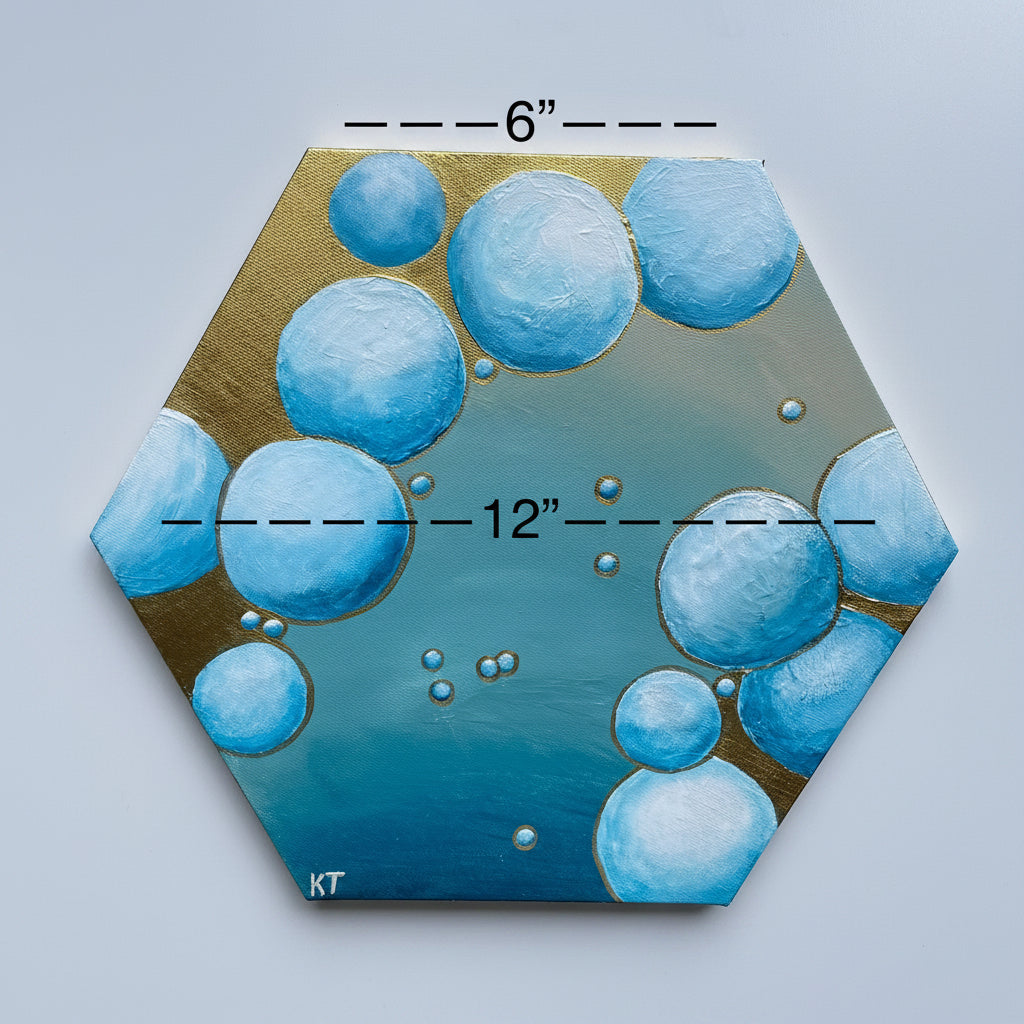 “Celestial Bodies” Hexagonal Acrylic Painting by KT 12x12